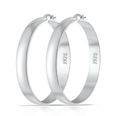 DORANA Big Silver Hoop Earrings for Women Sterling Silver Hoop Earrings Large Hoops Hypoallergenic Thick Silver Chunky Hoops Earrings 925 Sterling Earrings