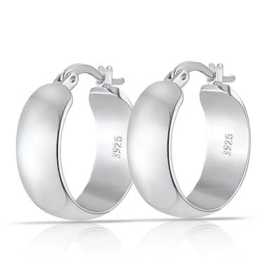 DORANA Sterling Silver Hoop Earrings Small Silver Hoop Earrings for Women Silver Chunky Hoops Hypoallergenic 925 Sterling Silver Hoop Earring