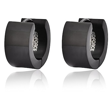 Edforce Stainless Steel Small Hoop Huggie Earrings For Mens Womens Black