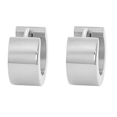 Edforce Stainless Steel Small Hoop Huggie Earrings For Mens Womens Silver