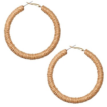 FAERLIIRY Zinc Rattan Hoop Earring Brown Handwoven Wicker Boho Earrings for Women Big Circle Dangle Earrings Ideal Gift for Wedding or Any Special Occasions