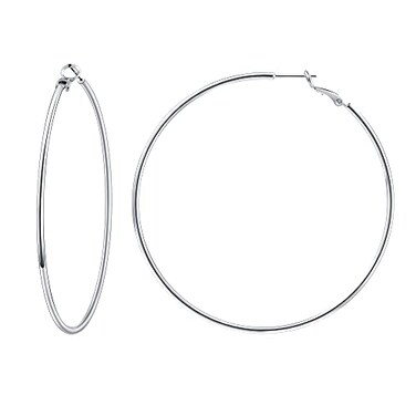 Gacimy Large Big Hoop Earrings for Women 14K White Gold Plated 925 Sterling Silver Post Hoops for Women 70mm Silver Tone Earrings