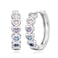 VOROCO Heart Rainbow Hoop Earrings for Women Silver Multicolor Cubic Zirconia Huggie Hoop Earrings with 925 Sterling Silver Post 20mm