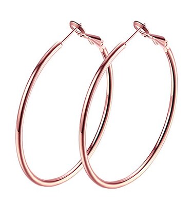 GSLAOZ Hoop Earrings 18K Rose Gold Plated Rounded Hoops Earrings for Women