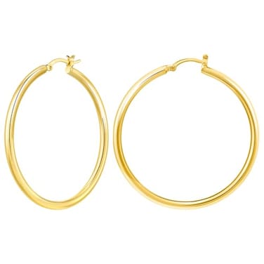 IDJEOABL Non Tarnish Thick Medium Gold Hoop Earrings for Women Trendy Chunky Gold Hoops 3mm Lightweight 40mm