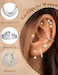 Jstyle Hypoallergenic Silver Plated Stud Hoop Earrings for Women Surgical Stainless Steel Earrings Dainty Small Hoops Cartilage Earring Stacks Huggie Earring Set for Multiple Piercing Jewelry