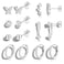 Jstyle Hypoallergenic Silver Plated Stud Hoop Earrings for Women Surgical Stainless Steel Earrings Dainty Small Hoops Cartilage Earring Stacks Huggie Earring Set for Multiple Piercing Jewelry