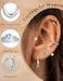 Jstyle Hypoallergenic Silver Plated Stud Hoop Earrings for Women Surgical Stainless Steel Earrings Dainty Small Stud Earring Stacks Huggie Hoops Cartilage Earring Set for Multiple Piercing Jewelry
