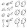 Jstyle Hypoallergenic Silver Plated Stud Hoop Earrings for Women Surgical Stainless Steel Earrings Trendy Small Stud Earring Stacks Huggie Hoops Cartilage Earring Set for Multiple Piercing Jewelry