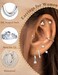 Jstyle Hypoallergenic Silver Plated Stud Hoop Earrings for Women Surgical Stainless Steel Earrings Trendy Small Stud Earring Stacks Huggie Hoops Cartilage Earring Set for Multiple Piercing Jewelry