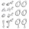 Jstyle Hypoallergenic Silver Plated Stud Hoop Earrings for Women Surgical Stainless Steel Earrings Trendy Small Stud Earring Stacks Huggie Hoops Cartilage Earring Set for Multiple Piercing Jewelry