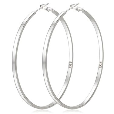 LOUMILEO Large Silver Hoop Earrings for Women Hypoallergenic Sterling Silver Hoop Earrings Lightweight Big Hoops Earring Thin Hoops Earring for Women