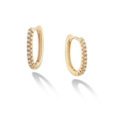 LOYATA Pave Dainty CZ Hoop Earrings Gold Minimalist Small Huggie Earrings 14k Unique Gift For Her