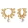 MYEARS Women Ball Earrings Gold Huggie Hoop Pearl Bead Dangle Drop 14K Small Simple Hypoallergenic Everyday Jewelry