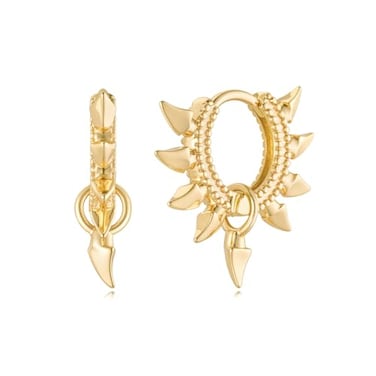 MYEARS Women Spike Earrings Gold Huggie Hoop Curved Arrow Dangle Drop 14K Small Simple Hypoallergenic Everyday Jewelry