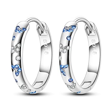 NARMO 925 Sterling Silver Hoop Earrings Butterfly Hoop Earrings for Women