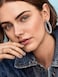 NLCAC Glitter Hoop Earrings Bohemian Sparkle Resin Rhinestone Wrapped Hoop Dangle Earrings for WomenCsilver