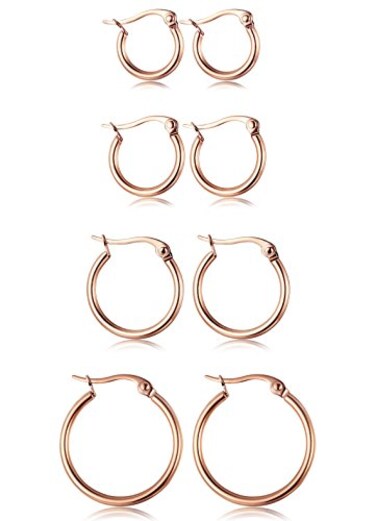 ORAZIO 4 Pairs Stainless Steel Hoop Earrings Set Huggie Earrings for Women10mm20mm