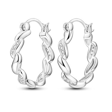 Parmuz 925 Sterling Silver Earrings Big Large Hoops for Women Lightweight Twisted Hoop Earrings With Cubic Zirconia Hypoallergenic Gift for Her