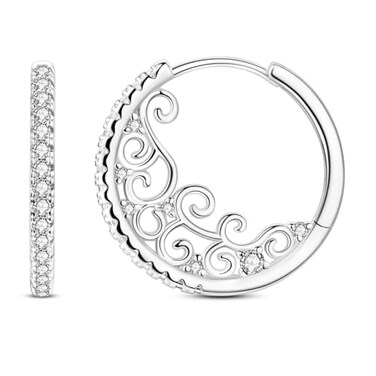 Parmuz 925 Sterling Silver Earrings Large Big Hoop Earrings Star Moon Butterfly Cubic Zirconia Thin Round Hoops for Women