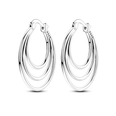 Parmuz 925 Sterling Silver Earrings Large Big Hoop Earrings Star Moon Butterfly Cubic Zirconia Thin Round Hoops for Women