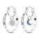 Parmuz 925 Sterling Silver Earrings Medium Hoop Earrings Star Moon Butterfly Cubic Zirconia Thin Round Lightweight Hoops for Women