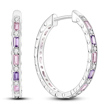 Parmuz 925 sterling silver hoop earring for woman Dangle Drop Boho vintage Feather Dangling Earring set purple Dream Catcher Simple Small Huggie earring Jewelry Gift Sterling Silver Cubic Zirconia