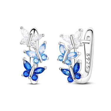 Parmuz 925 Sterling Silver Huggie Hoop Earrings Star Moon Butterfly Posts Thick Chunky Hoops for Women Small Tiny cuff Cubic Zirconia Snake Heart Earring