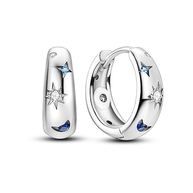 Parmuz 925 Sterling Silver Huggie Hoop Earrings Star Moon Butterfly Posts Thick Chunky Hoops for Women Small Tiny cuff Cubic Zirconia Snake Heart Earring