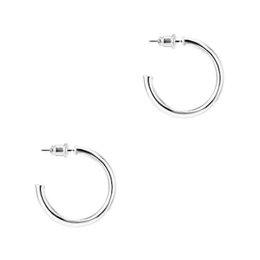 PAVOI 14K White Gold Hoop Earrings for Women 2mm Thick 30mm Infinity Hoops Gold Plated Loop Earrings Lightweight Set