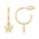 PAVOI 14K Yellow Gold Plated 925 Sterling Silver Post Cute Dangle Huggie Hoop Earrings For Women Trendy Butterfly Open Hoop Earrings Small Hinged Hammered Huggies