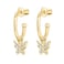 PAVOI 14K Yellow Gold Plated 925 Sterling Silver Post Cute Dangle Huggie Hoop Earrings For Women Trendy Butterfly Open Hoop Earrings Small Hinged Hammered Huggies