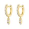 PAVOI 14K Yellow Gold Plated 925 Sterling Silver Post Small Hinged Huggie With Dangle Trendy Tear Drop Shaped Cubic Zirconia Dangle Hoop Earrings For Women