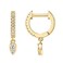 PAVOI 14K Yellow Gold Plated 925 Sterling Silver Post Small Hinged Huggie With Dangle Trendy Tear Drop Shaped Cubic Zirconia Dangle Hoop Earrings For Women