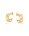 PAVOI 14K Yellow Gold Plated Statement Ridges Ribbed Hoop Earrings for Women Chunky Croissant Huggie Hoops