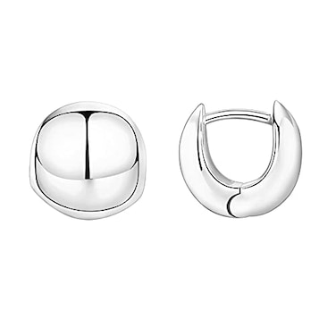 PAVOI Rhodium Plated 925 Sterling Silver Post Ball Huggie Earrings for Women Small Huggie Hoop Earrings