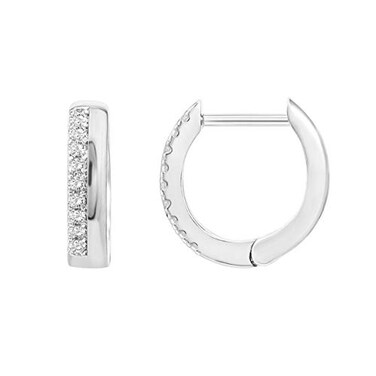 PAVOI Rhodium Plated Cubic Zirconia Huggie Hoop Earrings for Women 925 Sterling Silver Posts Small Round Huggies Stud Earrings for Women