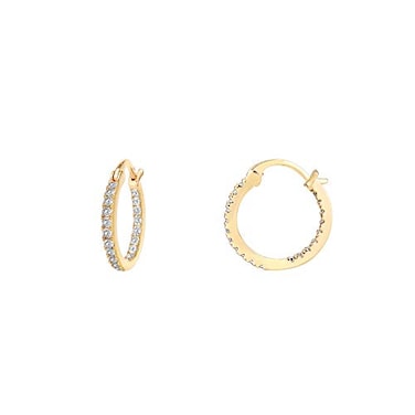 PAVOI Womens 14K Plated Yellow Gold 925 Sterling Silver Cubic Zirconia Hoop Earring