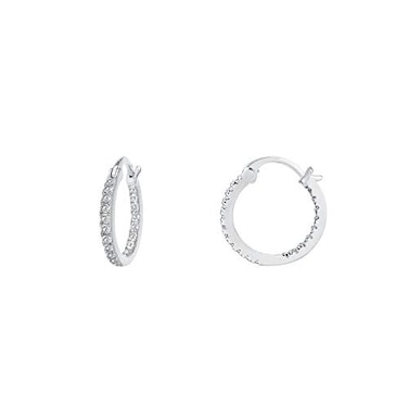 PAVOI Womens 14K Plated White Gold 925 Sterling Silver Cubic Zirconia Hoop Earring