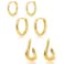 Poxtex Small Gold Huggie Hoop Earrings Stacks for Women Hypoallergenic 14K Plated Triangle Earring for Multiple Piercings Lightweight Mini Cute Dainty Trendy Cartilage Hoops Jewelry Set Gift