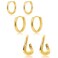 Poxtex Small Gold Huggie Hoop Earrings Stacks for Women Hypoallergenic 14K Plated Triangle Earring for Multiple Piercings Lightweight Mini Cute Dainty Trendy Cartilage Hoops Jewelry Set Gift