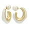 ROGOWOL Acrylic Resin C Shape Open Hoop Earrings with Pearl Ball Back Hypoallergenic Statement Faux Pearl Hoop Earrings for Women