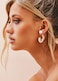 ROGOWOL Acrylic Resin C Shape Open Hoop Earrings with Pearl Ball Back Hypoallergenic Statement Faux Pearl Hoop Earrings for Women