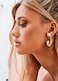 ROGOWOL Acrylic Resin C Shape Open Hoop Earrings with Pearl Ball Back Hypoallergenic Statement Faux Pearl Hoop Earrings for Women