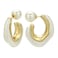 ROGOWOL Acrylic Resin C Shape Open Hoop Earrings with Pearl Ball Back Hypoallergenic Statement Faux Pearl Hoop Earrings for Women