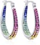 Savlano 14K White Gold Plated Inside Out Crystal Hoop Earrings For Women Girls Comes With Gift Box