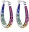 Savlano 14K White Gold Plated Inside Out Crystal Hoop Earrings For Women Girls Comes With Gift Box