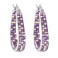 Savlano 14K White Gold Plated Inside Out Crystal Hoop Earrings For Women Purple
