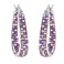 Savlano 14K White Gold Plated Inside Out Crystal Hoop Earrings For Women Purple