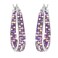 Savlano 14K White Gold Plated Inside Out Crystal Hoop Earrings For Women Purple